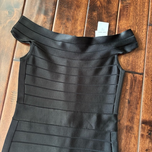 NWT French Connection Black Off-Shoulder Bodycon Dress - Picture 2 of 7